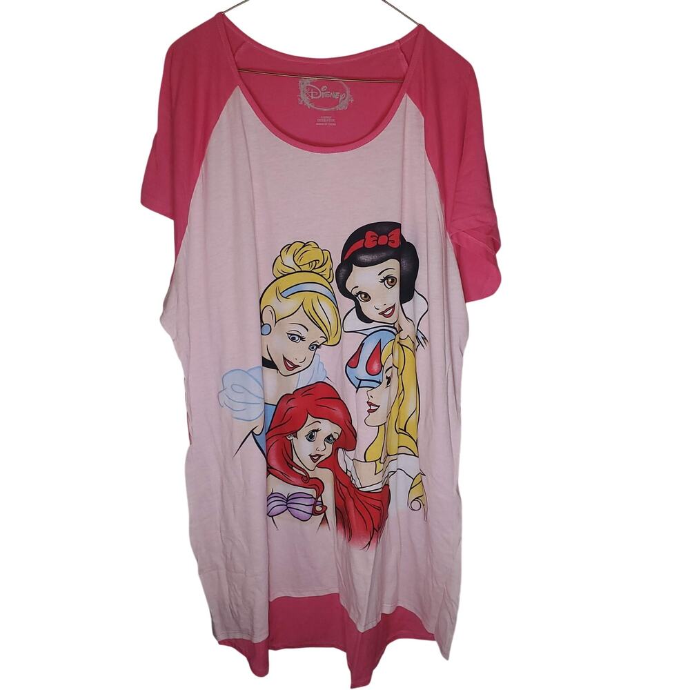 Disney Princess Nightgown Plus Size 1X Pink Sleep Shirt Ariel Cinderella NWT